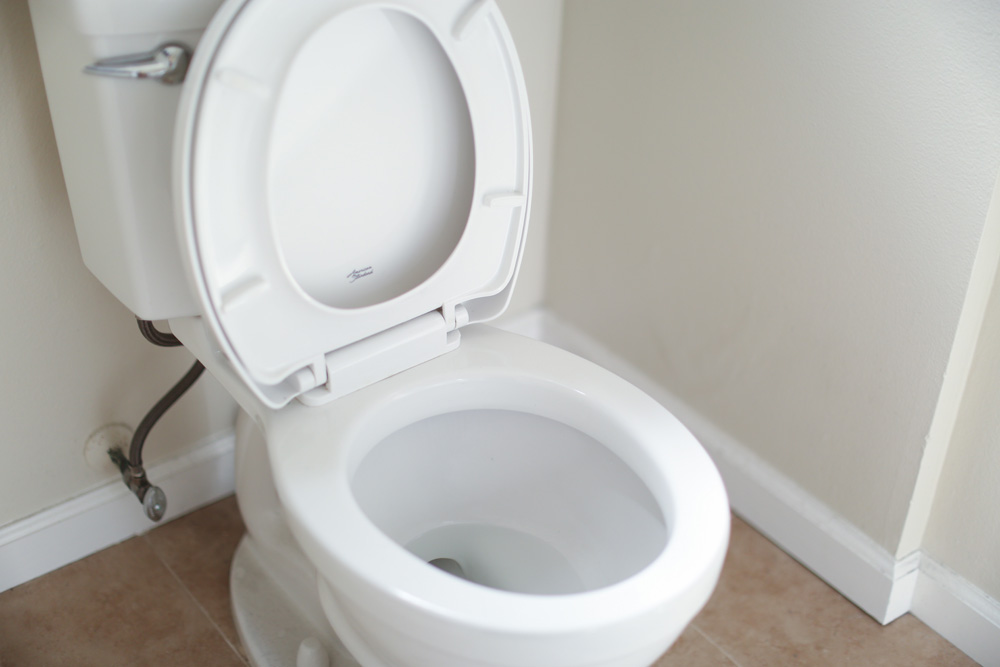 a toilet with the lid open